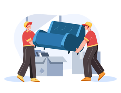 movers picking up a sofa illustration